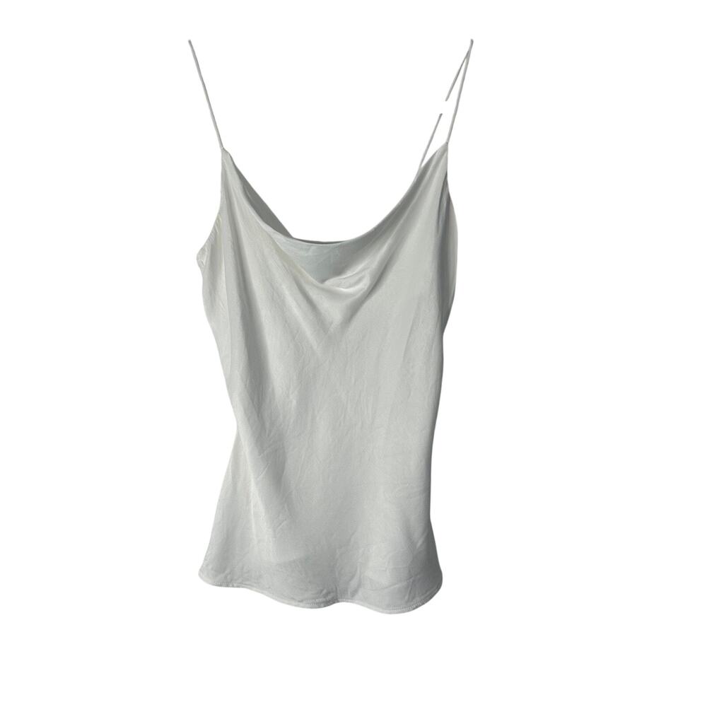 Zara Cowl Neck Camisole Size S Satin White Draped Sleeveless Layering Cami Top